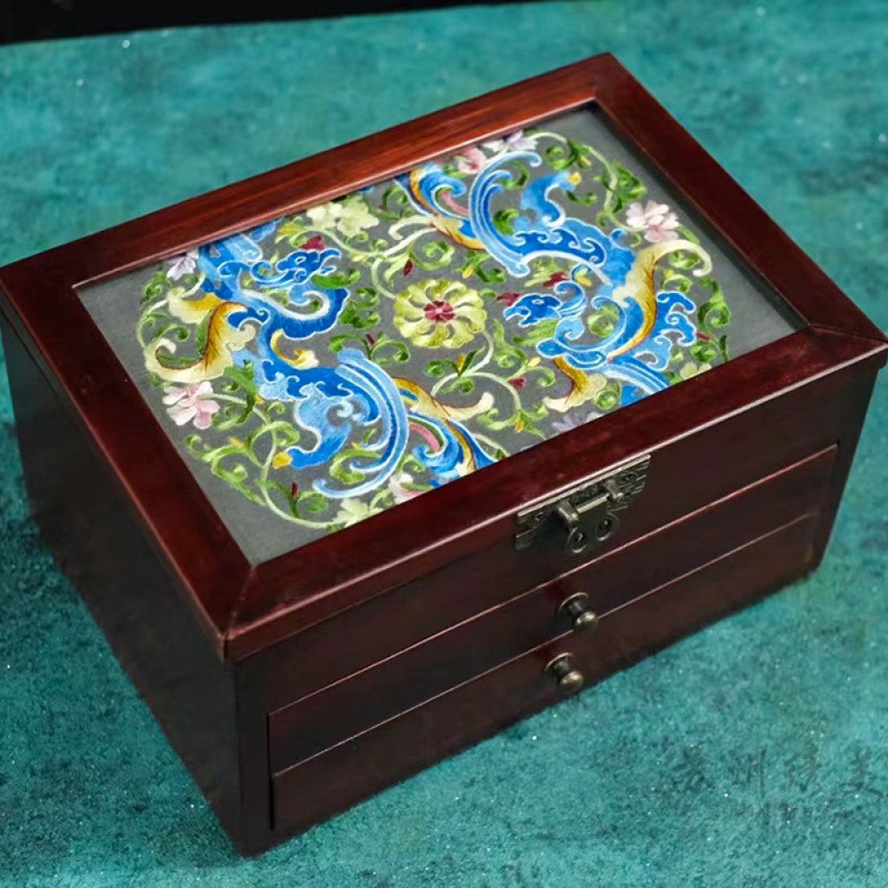 ASAYA3040 Embroidered jewelry box Chinese classical Suzhou embroidery solid wood storage box