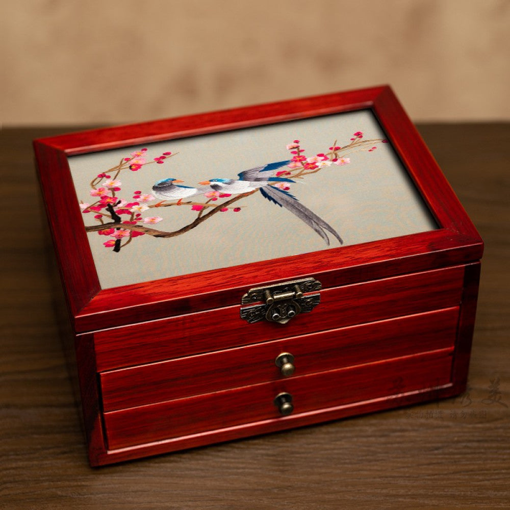 ASAYA3040 Embroidered jewelry box Chinese classical Suzhou embroidery solid wood storage box