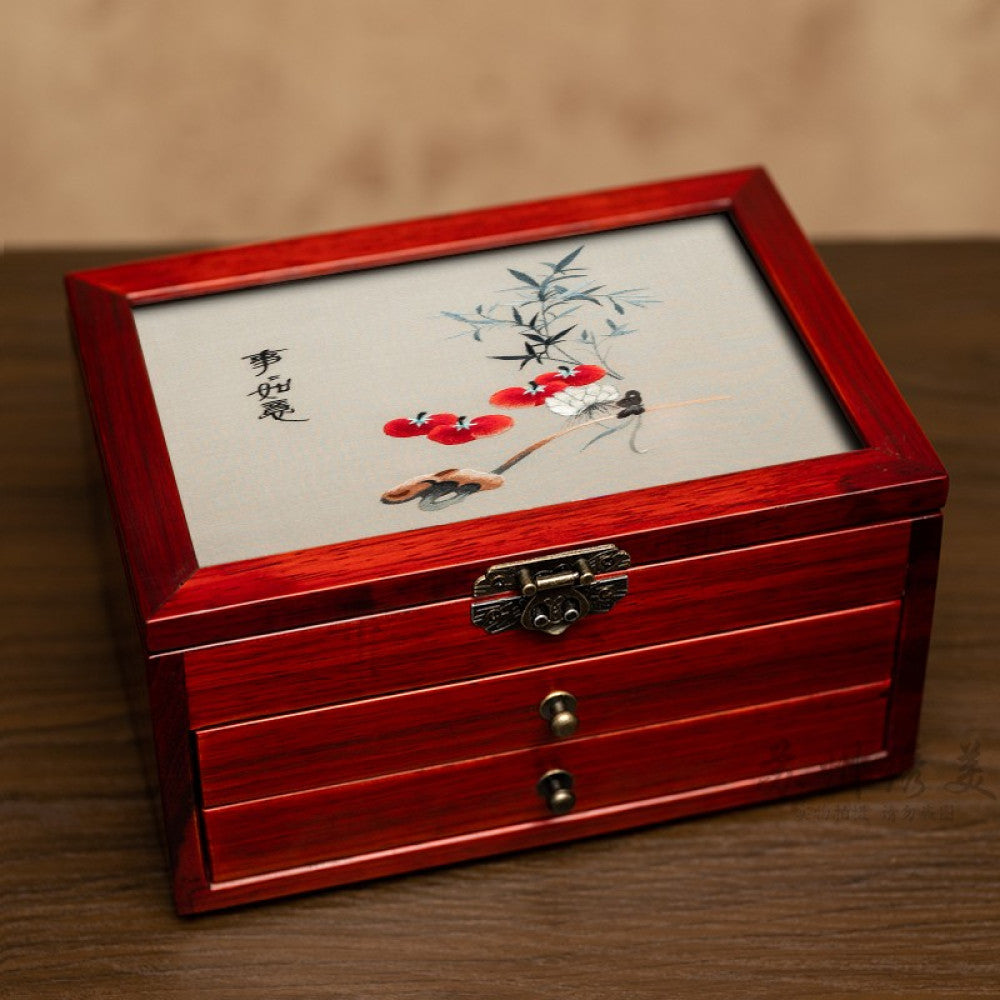 ASAYA3040 Embroidered jewelry box Chinese classical Suzhou embroidery solid wood storage box
