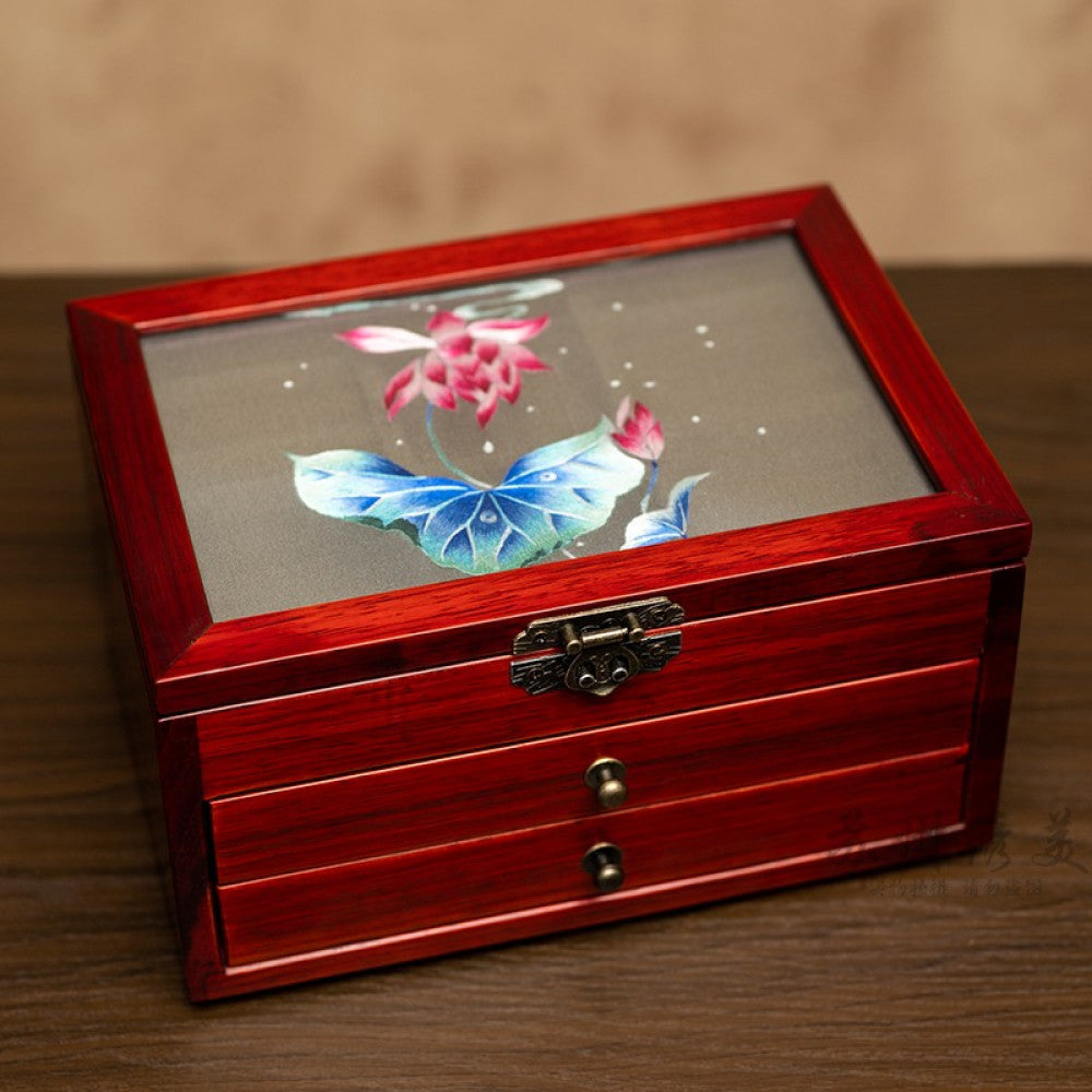 ASAYA3040 Embroidered jewelry box Chinese classical Suzhou embroidery solid wood storage box