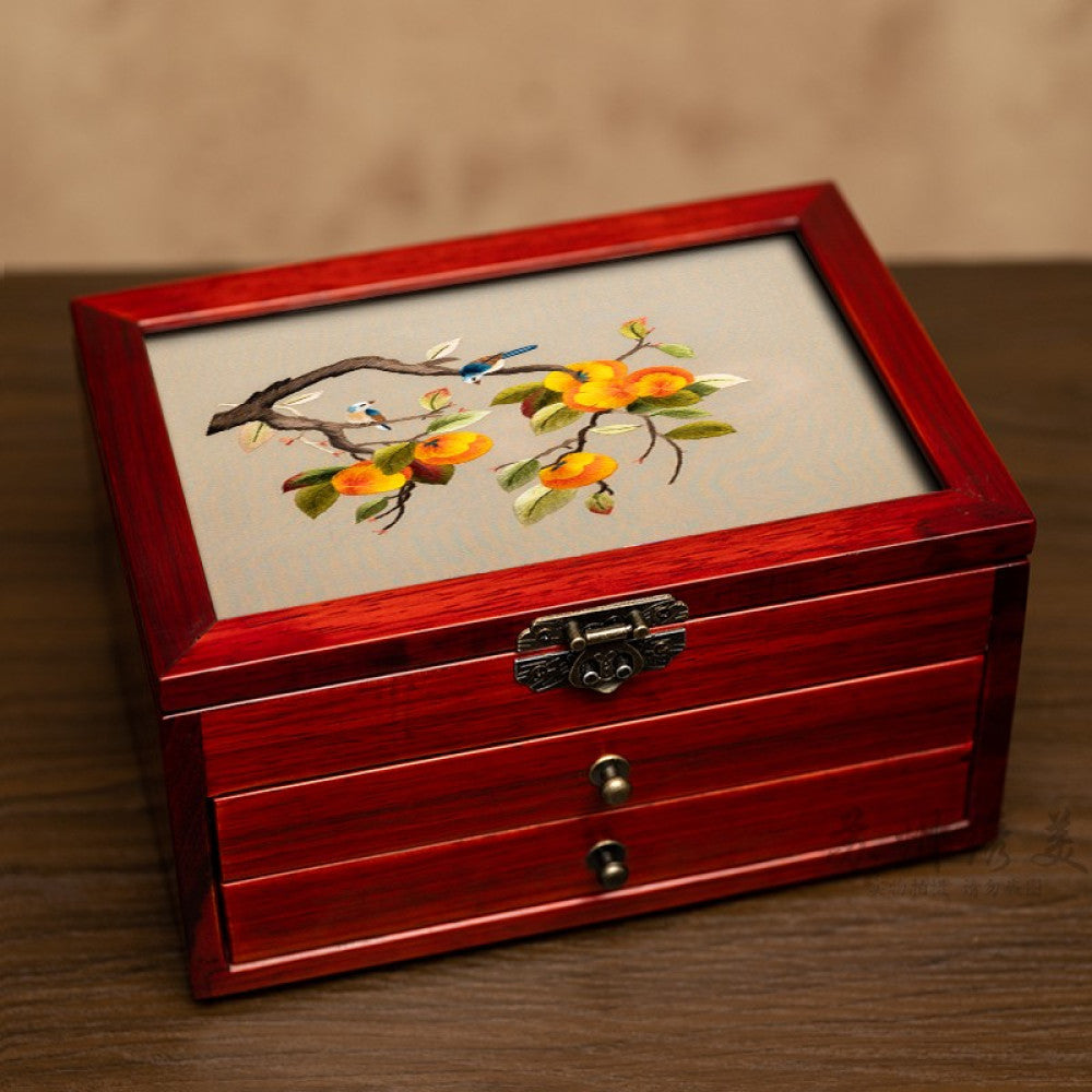 Embroidery jewelry box Chinese classical Suzhou embroidery solid wood storage box accessory three layer storage Suzhou embroidery beauty specialty gift image 113