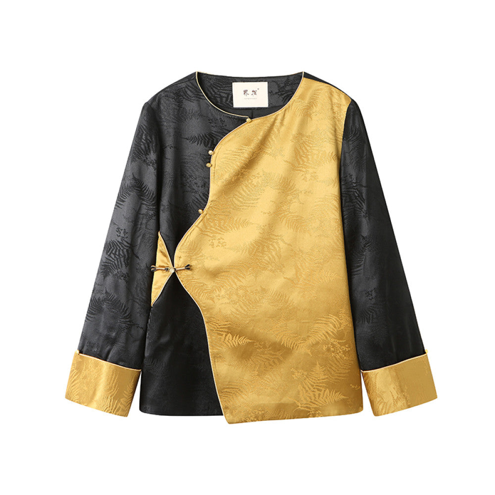 Jiexiang Shattered Mu 25 Spring Summer New Chinese Style High end Jacquard Color Contrast Fashion Look Thin Versatile Shirt image 6
