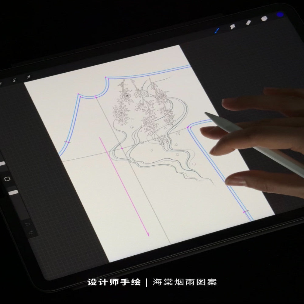 Haitang Smoke Rain Embroidered New Chinese Robe Dress with Fairy and Elegant Charm image 4