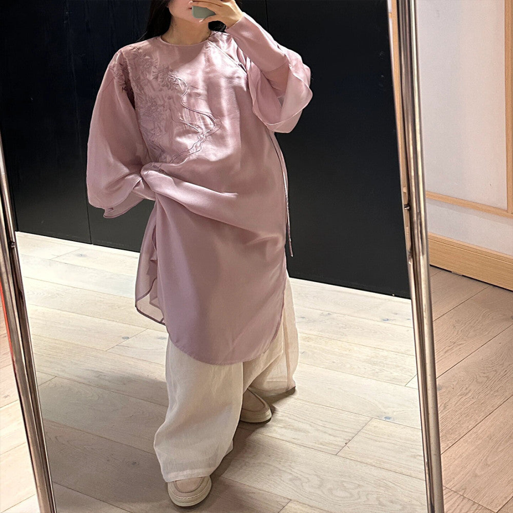 Haitang Smoke Rain Embroidered New Chinese Robe Dress with Fairy and Elegant Charm image 22