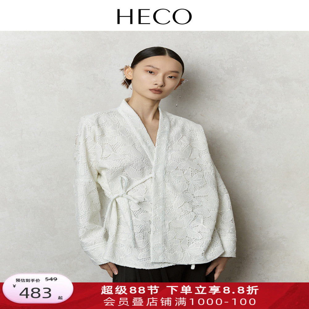 HECO Mengdie s new Chinese style cardigan top women s clothing 2025 autumn horse face skirt new shirt jacket image 1