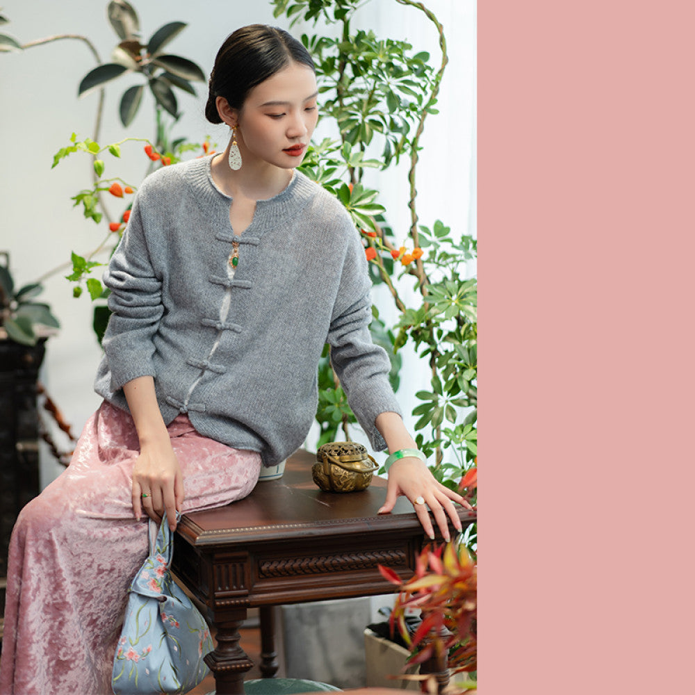 ASAYA3002 High-end Marshmallow Cashmere Bottoming cardigan