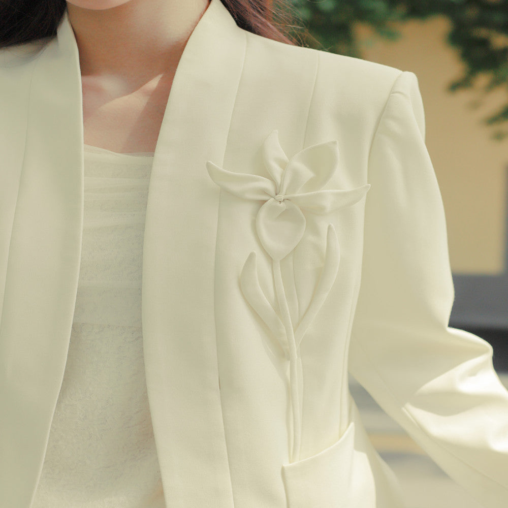 Apricot Language Please Mr Lu Apricot Chinese Style New Chinese Style Three Dimensional Flower Long Sleeve Suit Coat Half Skirt image 11