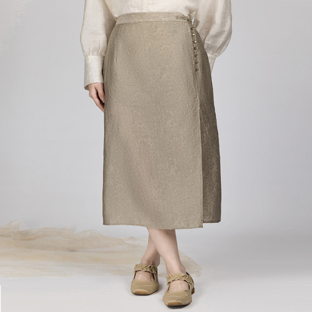 ASAYA2988 New Chinese style V-neck spring jade bead button design long-sleeved top ( DOES NOT INCLUDE SKIRT)