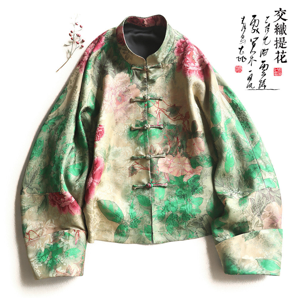 Yun Shu s original interwoven fragrant cloud yarn new Chinese style improved button top women s artistic Chinese style standing collar Tang style coat image 14