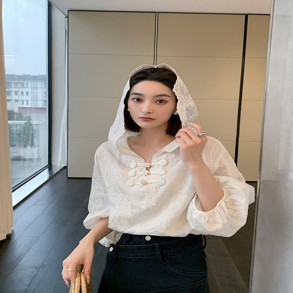 Lier LRKS Light Luxury Embroidered Shirt Comes with Strap Strap Lyocell Tencel Embroidered Jacquard Buckle Shirt 32XFM088 image 12