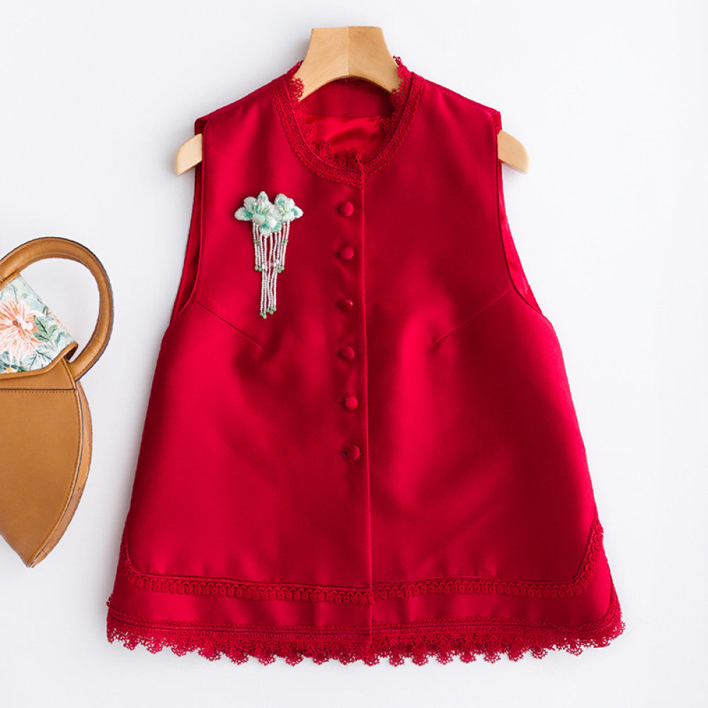 ASAYA2909 High-end Chinese style lace vest