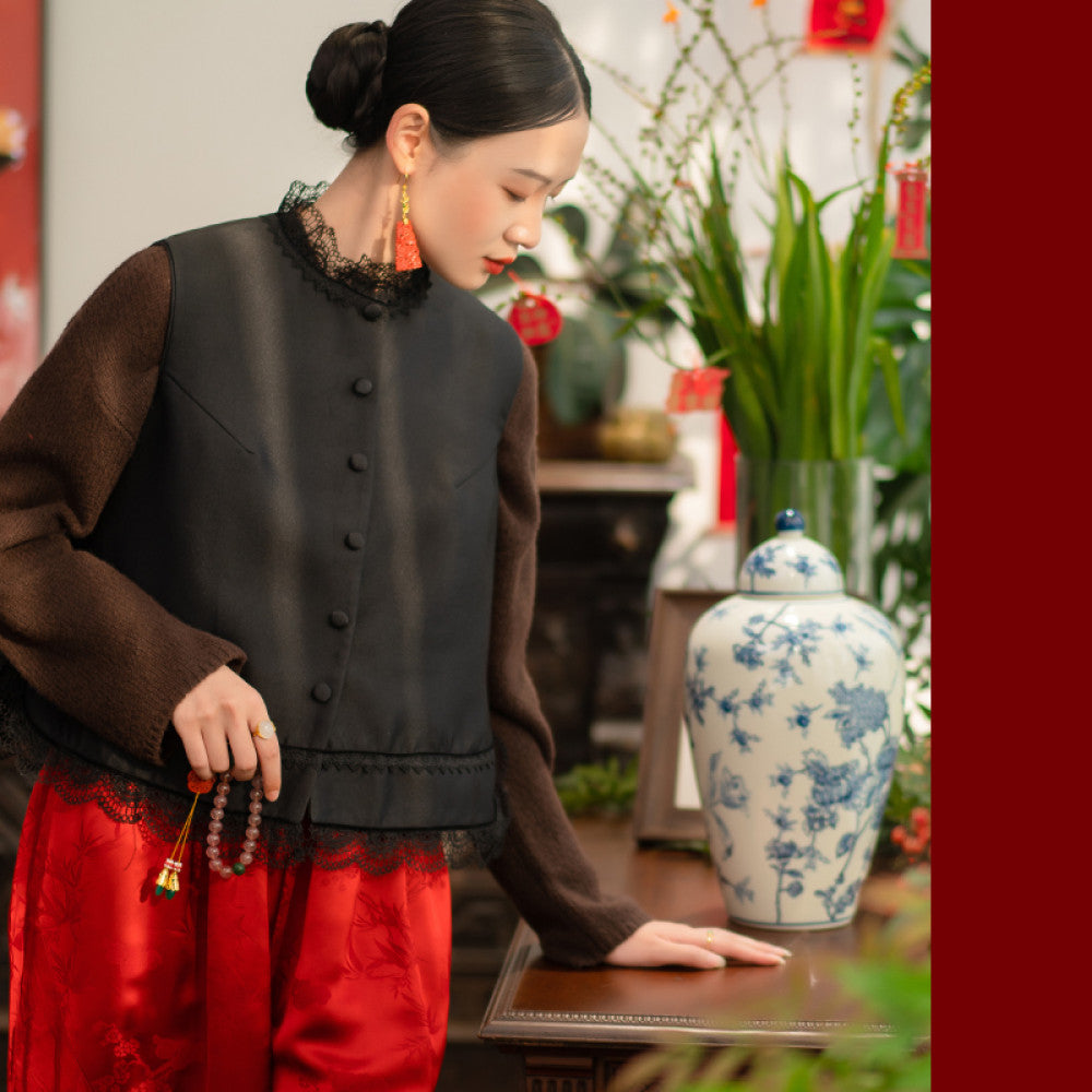 Good reputation PCY317 Chinese style lace border vest sleeveless vest women s spring and autumn winter straight leg pants cotton pants image 70