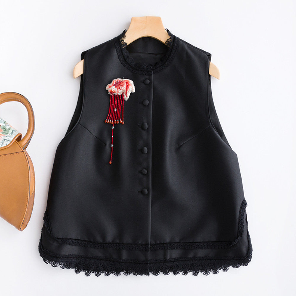 Good reputation PCY317 Chinese style lace border vest sleeveless vest women s spring and autumn winter straight leg pants cotton pants image 137