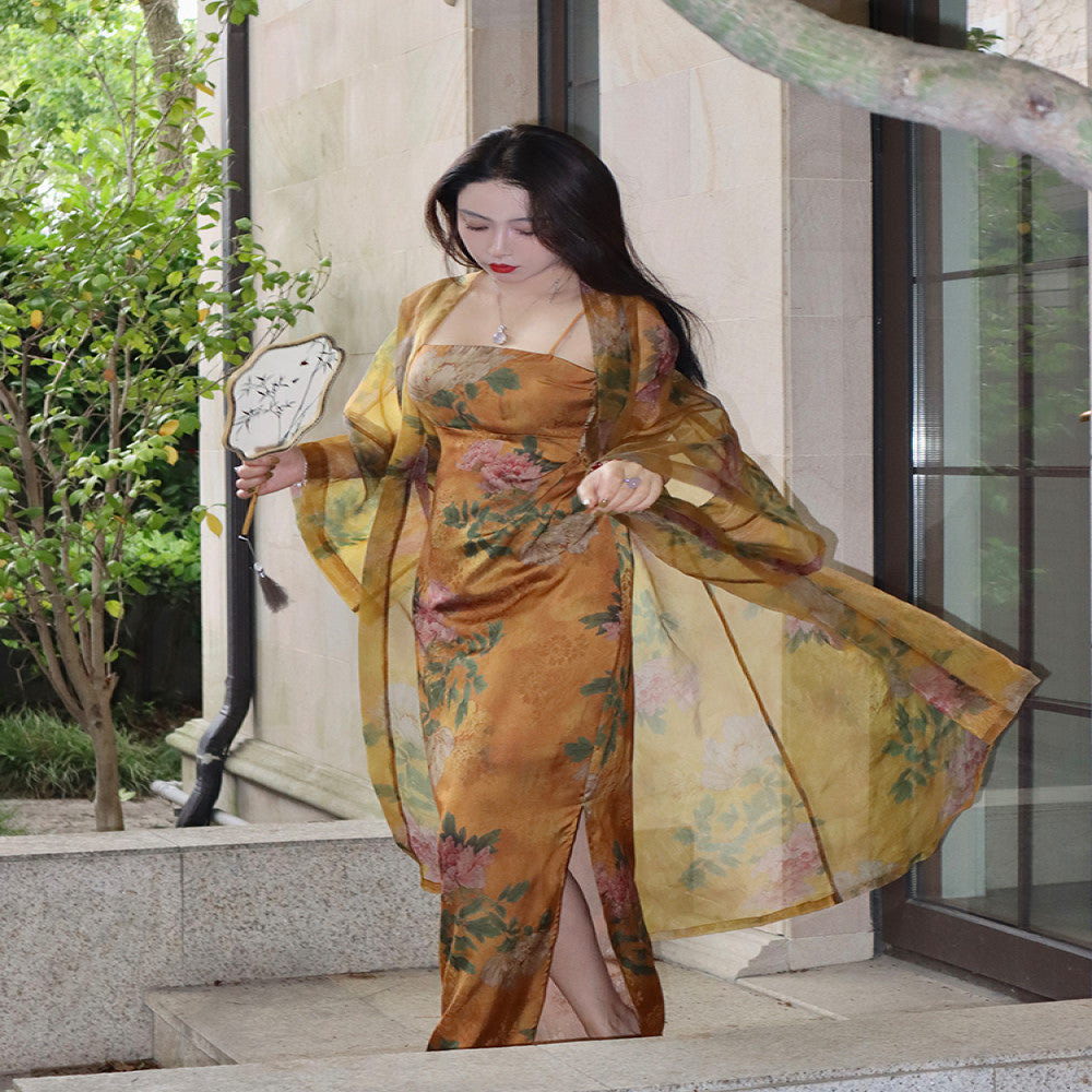 ReVe Gaoding Moon Palace Jade Furong National Style Printed Eugen Yarn Cardigan Dark Pattern Jacquard Phoenix Satin Strap image 14