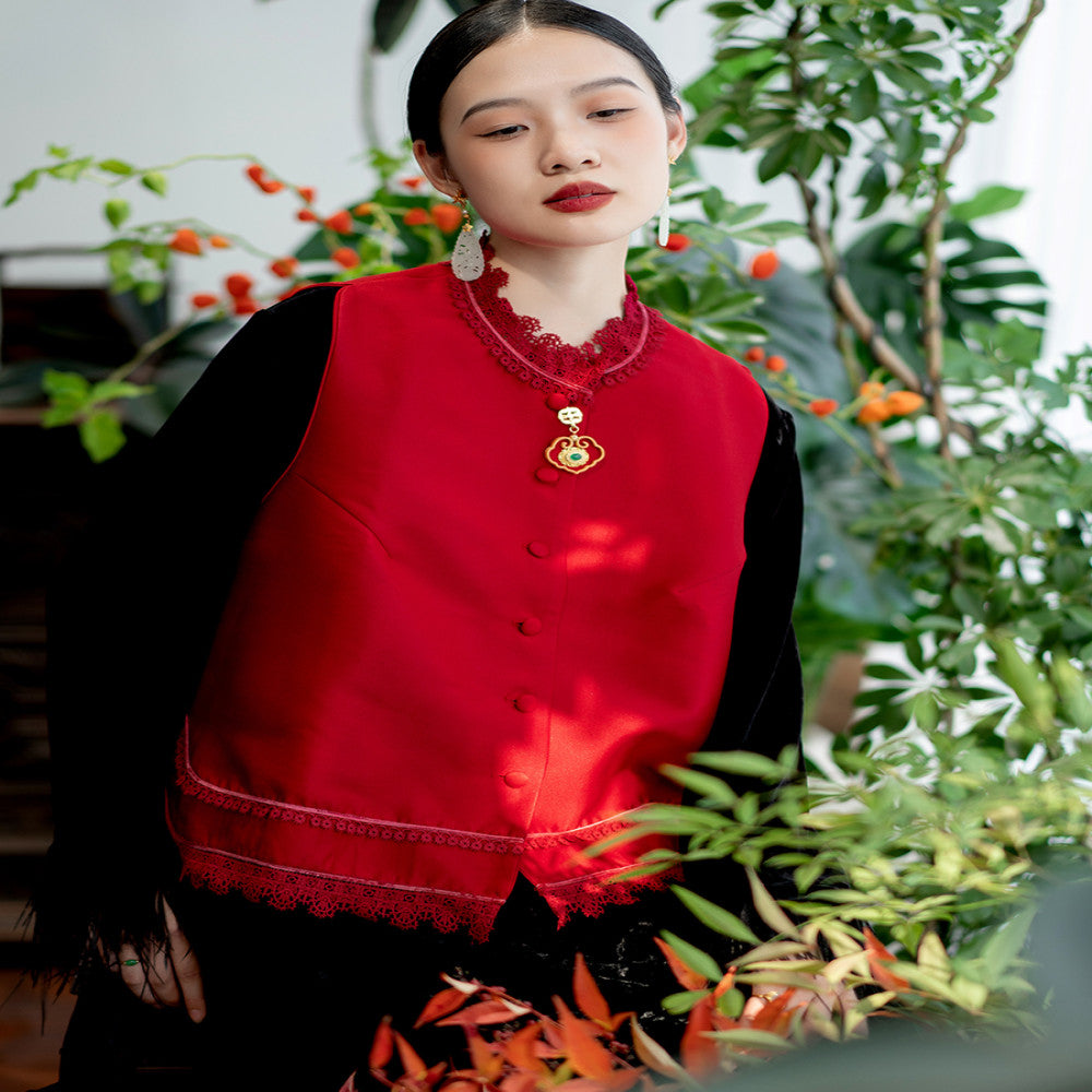 ASAYA2909 High-end Chinese style lace vest