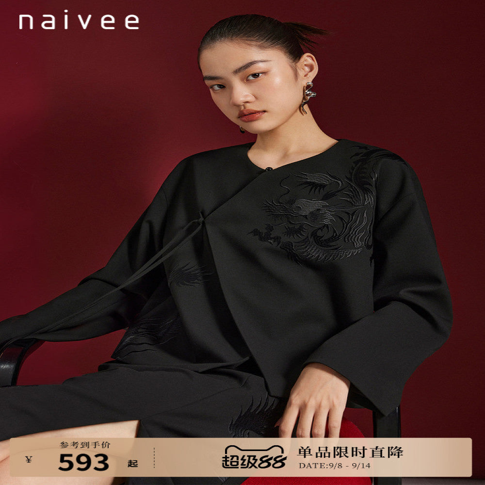 Naivee Heavy Industry Embroidered Chinese Style Top Coat Women s Commuting Fashion Design Sense image 21