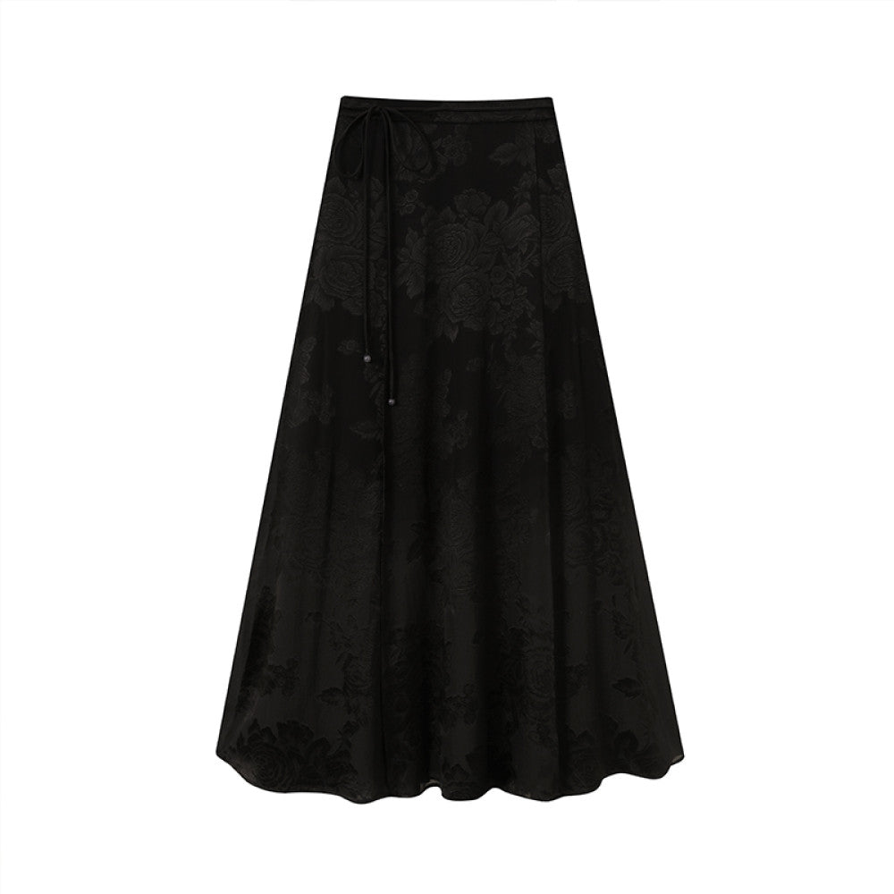 Ruyi Lianyun Spring and Autumn New Silk Scissors A line Half body Skirt for Women Retro New Chinese Style Straightening Horse Face Skirt image 11