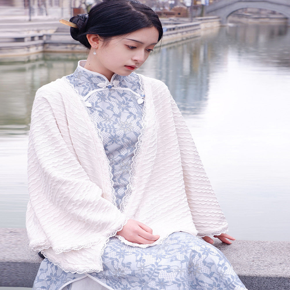 Vintage Art Spring Summer Versatile Knitted Cardigan Republic of China Style Coat Paired with Cheongsam Shawl and Cloak 2025 New Style image 7