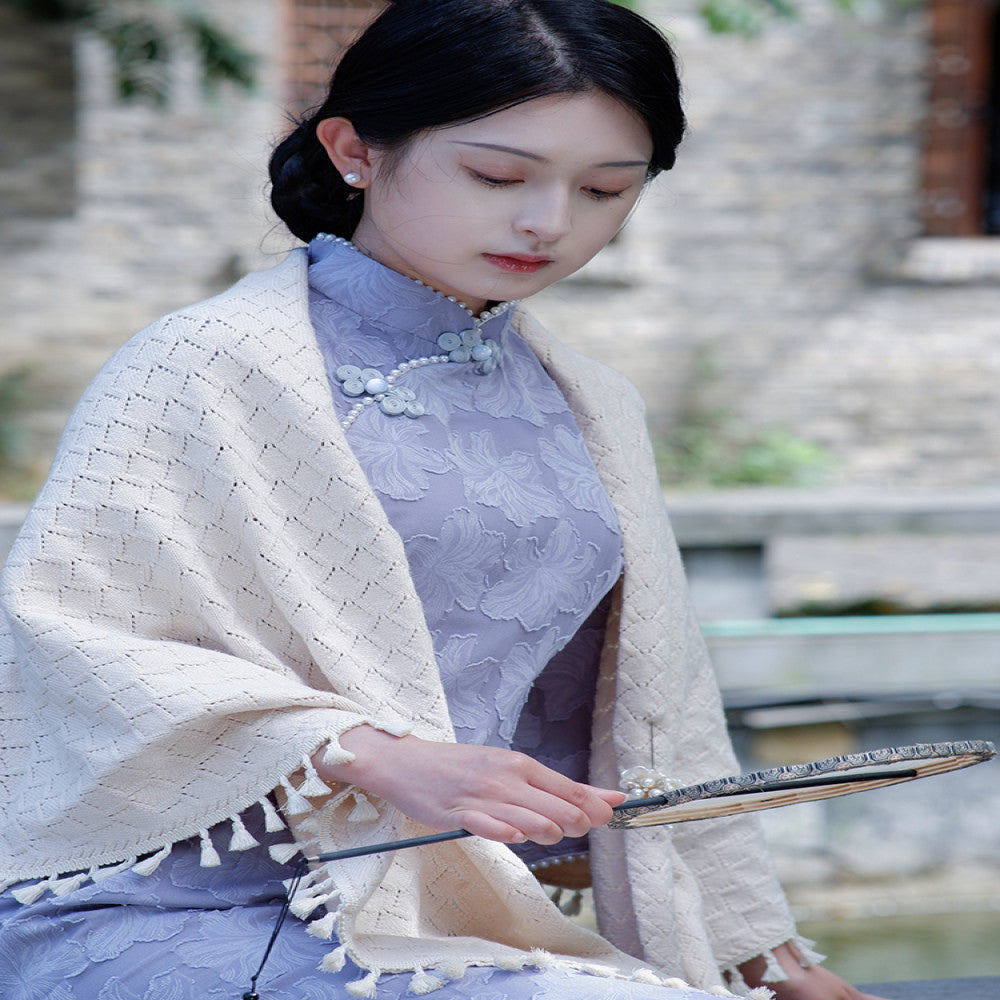 Vintage Art Spring Summer Versatile Knitted Cardigan Republic of China Style Coat Paired with Cheongsam Shawl and Cloak 2025 New Style image 11