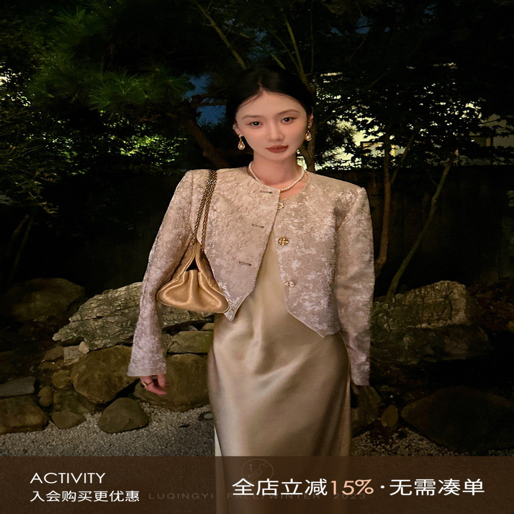 Lu Qingyi Original Zhimeng Xiaoxiang Coat Women s Design Sense Spring and Autumn National Style Jacquard New Chinese Short Top image 0
