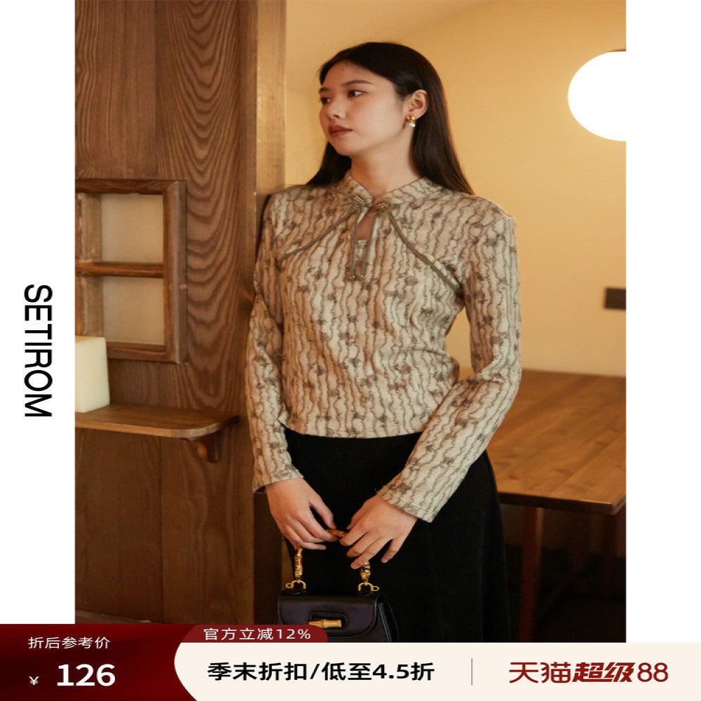 Nishimachi Muraya National Style Slimming Bottom Shirt New Women s Autumn Winter New Chinese Retro Velvet Top AD8105008 image 0