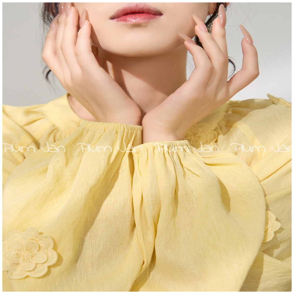 Plum Jan dopamine yellow flower shirt top with a unique and niche design super good looking and beautiful little shirt image 9