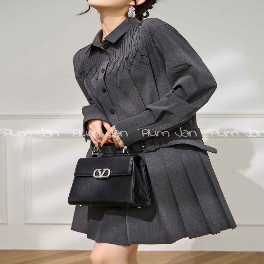 Plum Jan Jiangsu Zhejiang and Shanghai Qianjin Dress Style French Academy Style Design Shirt Dress High End Versatile image 6