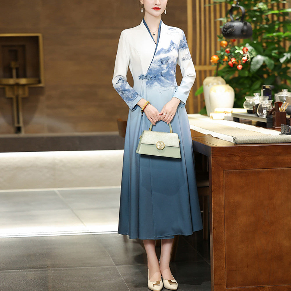 Spring and autumn 2025 Han suit improved version dress medium length China Chic embroidery retro Chinese women s dress Chinese style image 13