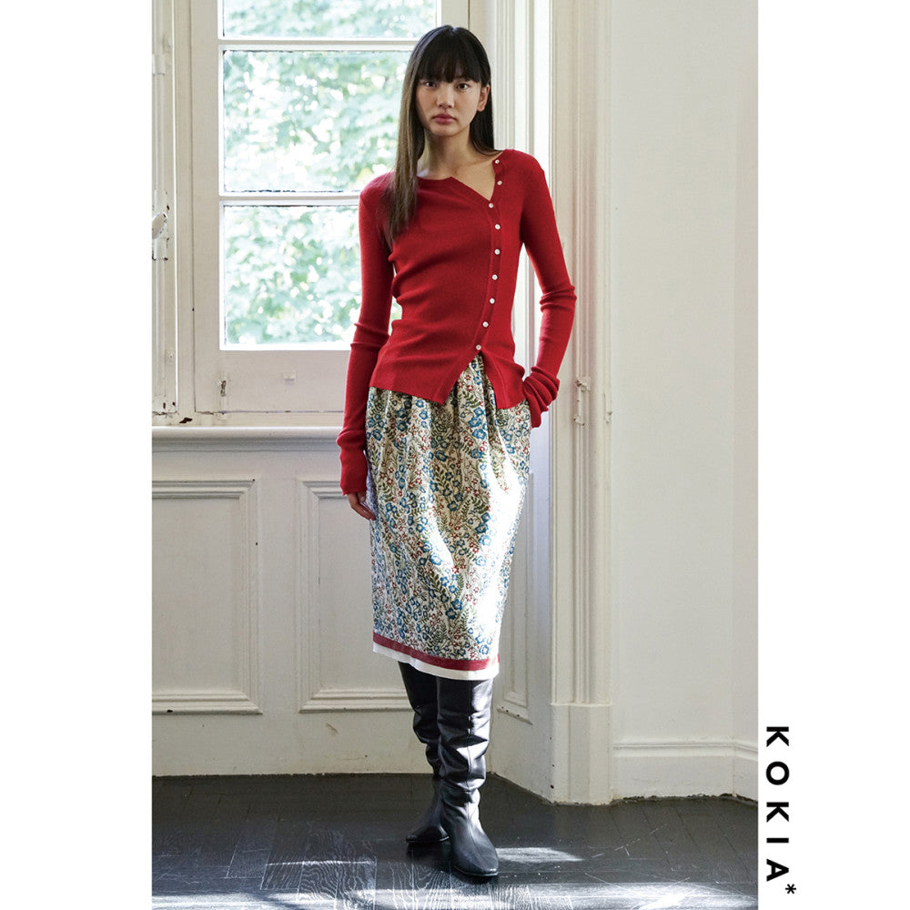 KOKIA Spot Word of Mouth Skin friendly Basulan wool slim fit base sweater with slanted placket and buttoned knit sweater image 11