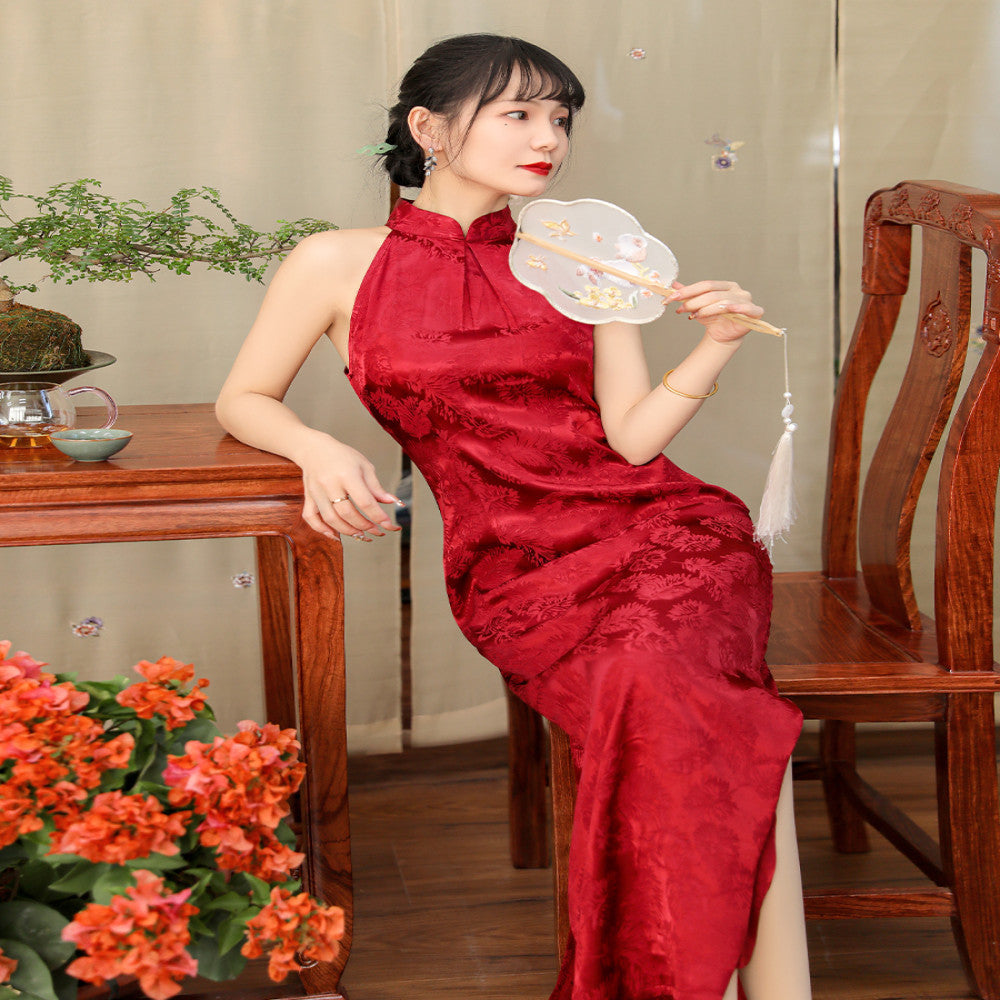 Xianyu Cheng New Chinese style silk jacquard cheongsam 2023 sleeveless Chinese style retro improved version for young daily use image 1