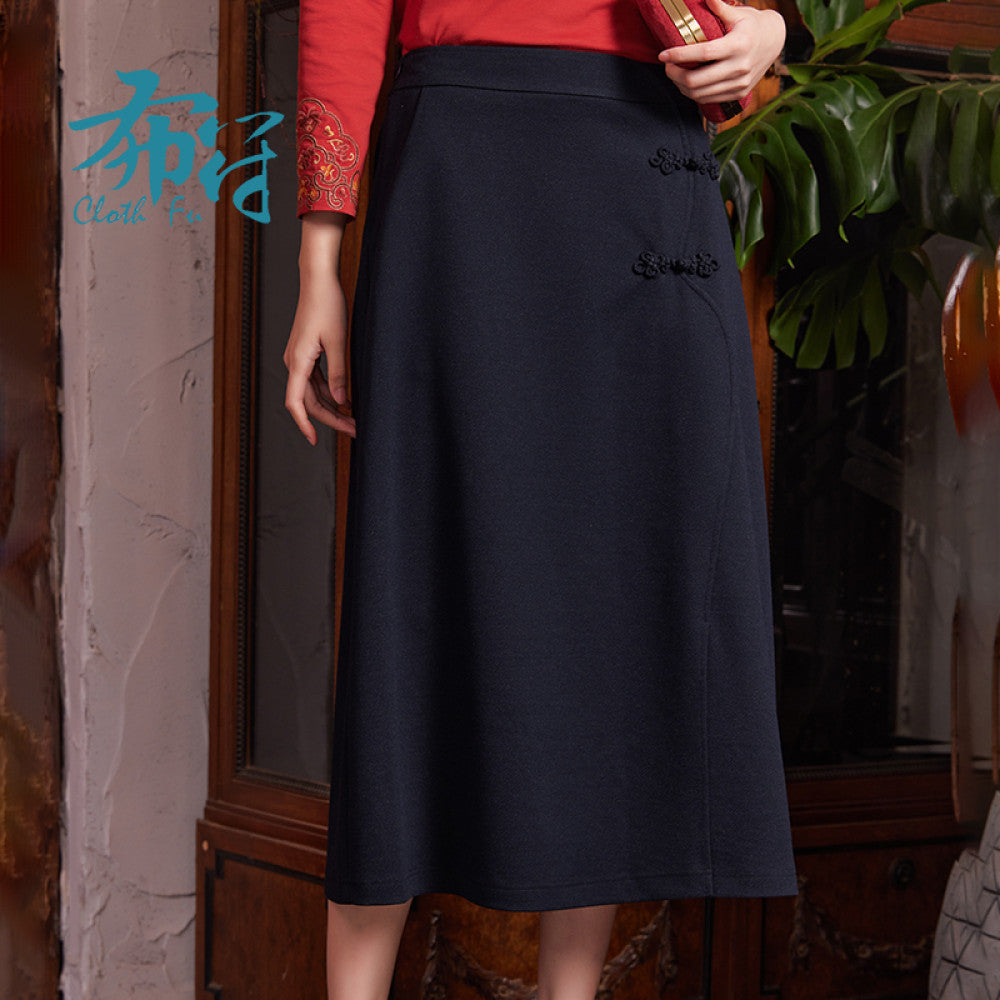 Bu Fu Autumn New Qingdai Side Splicing Flower Button Half length Skirt for Daily Comfort Small Retro Popular Women image 12
