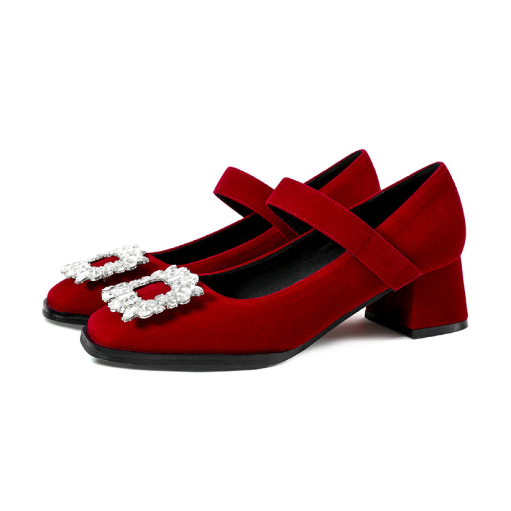 Miss found red wedding shoes thick heels bridal shoes low heels not tiring feet Hanfu Mary Jane 2025 new style spring and summer image 47