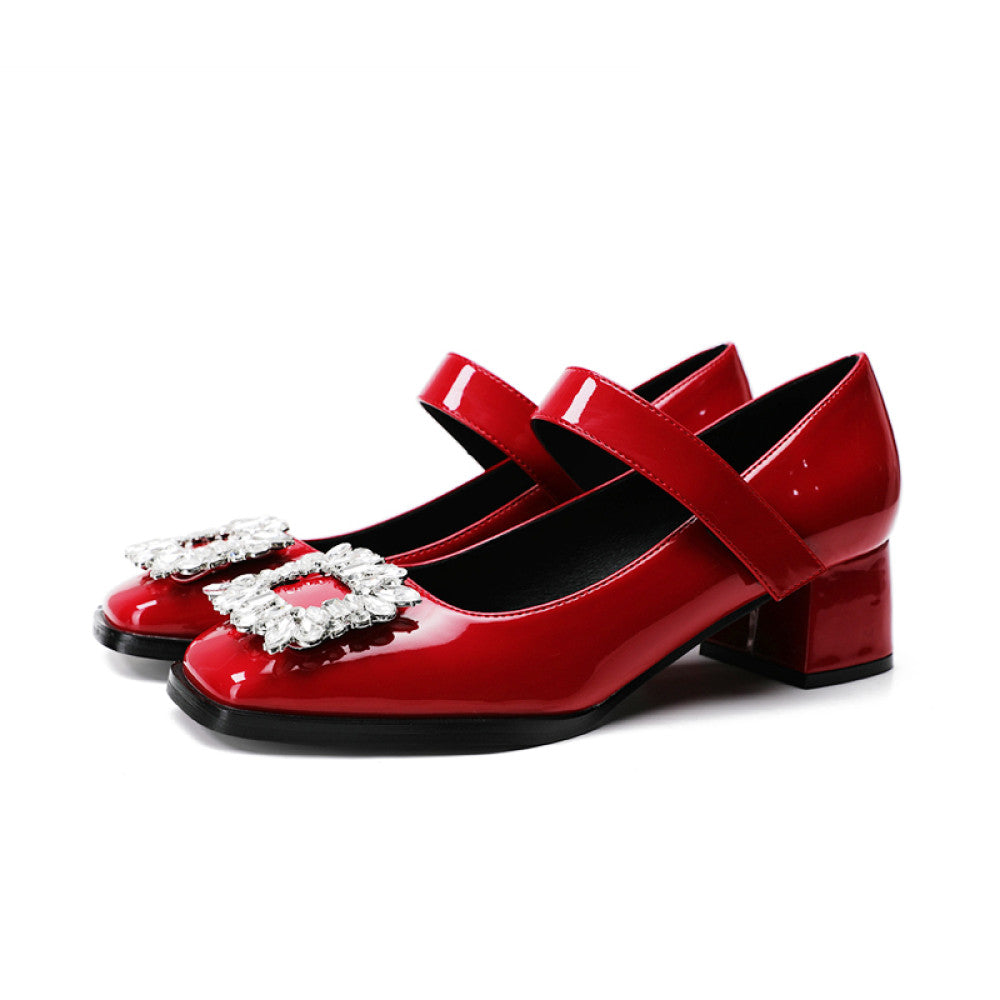 Miss found red wedding shoes thick heels bridal shoes low heels not tiring feet Hanfu Mary Jane 2025 new style spring and summer image 57