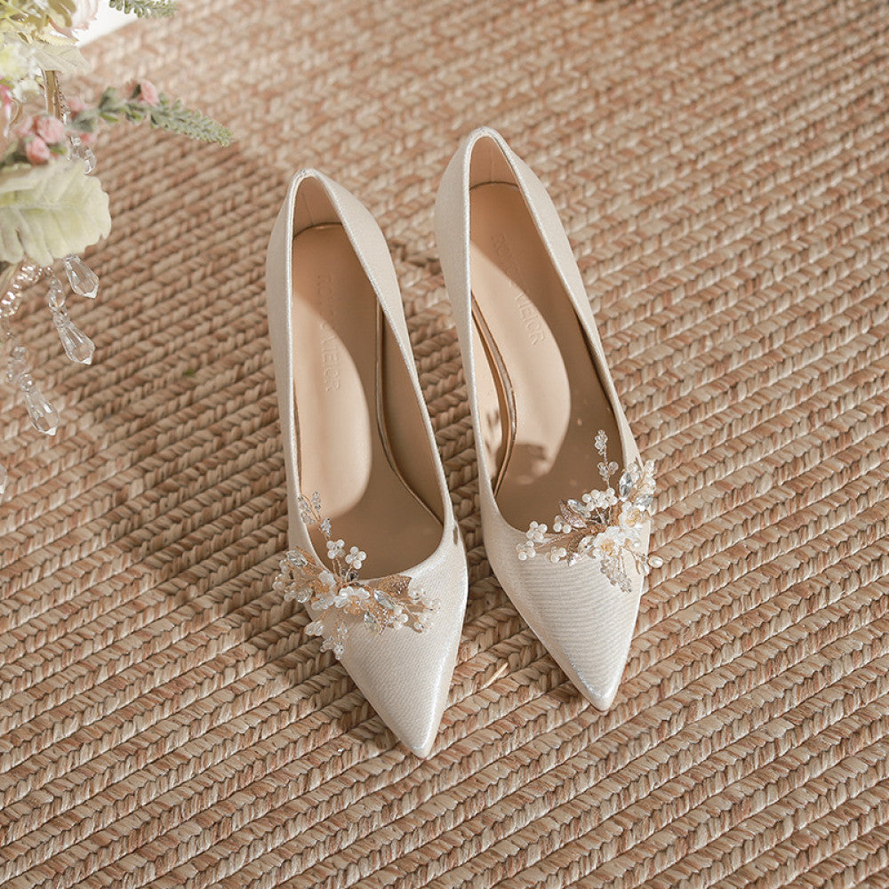 Red wedding shoes women s fashion show women s clothing two pairs of high heeled bridal shoes 2025 new pregnant women s thick heeled Chinese dress shoes image 97