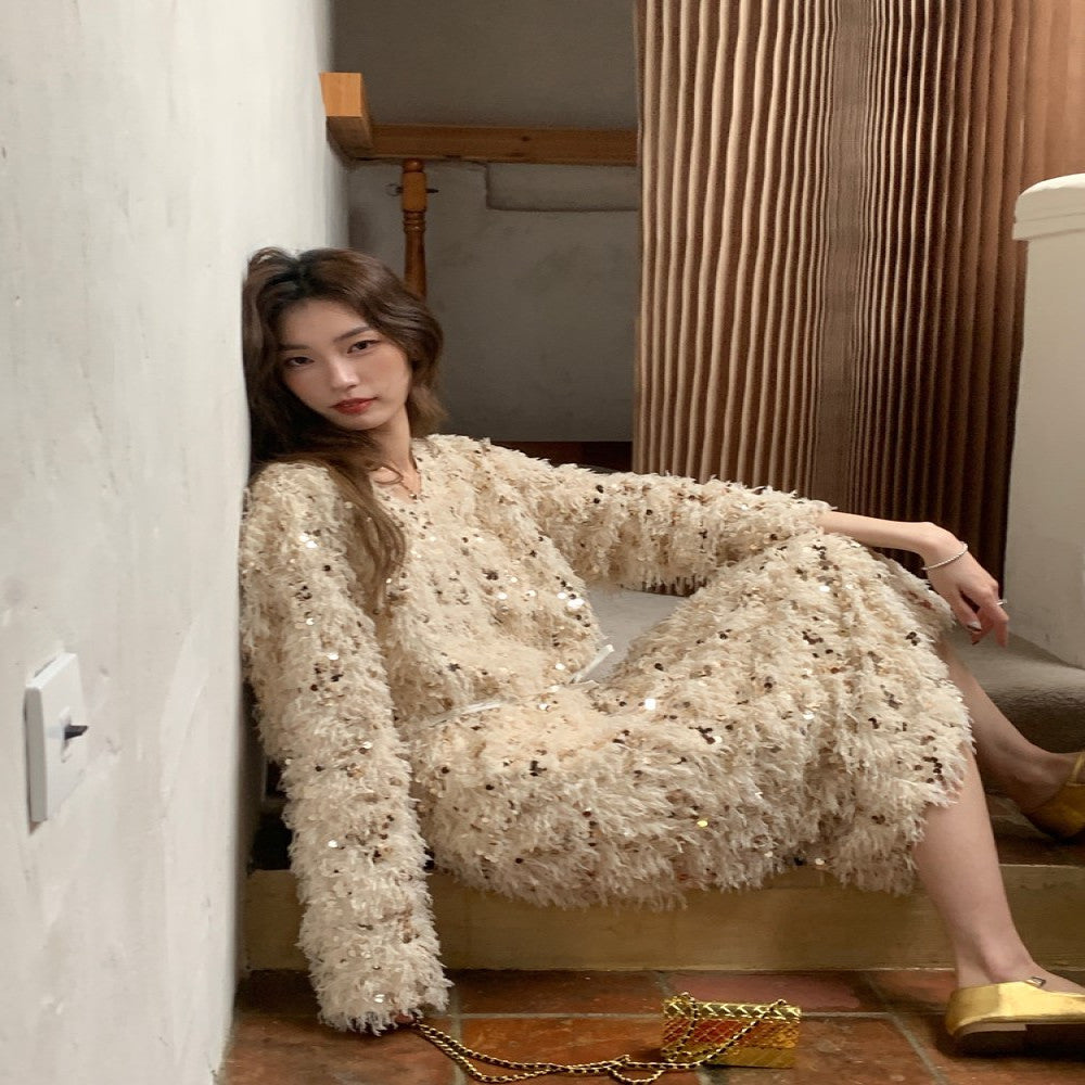 SourceWithU Sparkling and Adorable Festive Atmosphere Glitter Sweater Women s Design Sweater Dress image 19