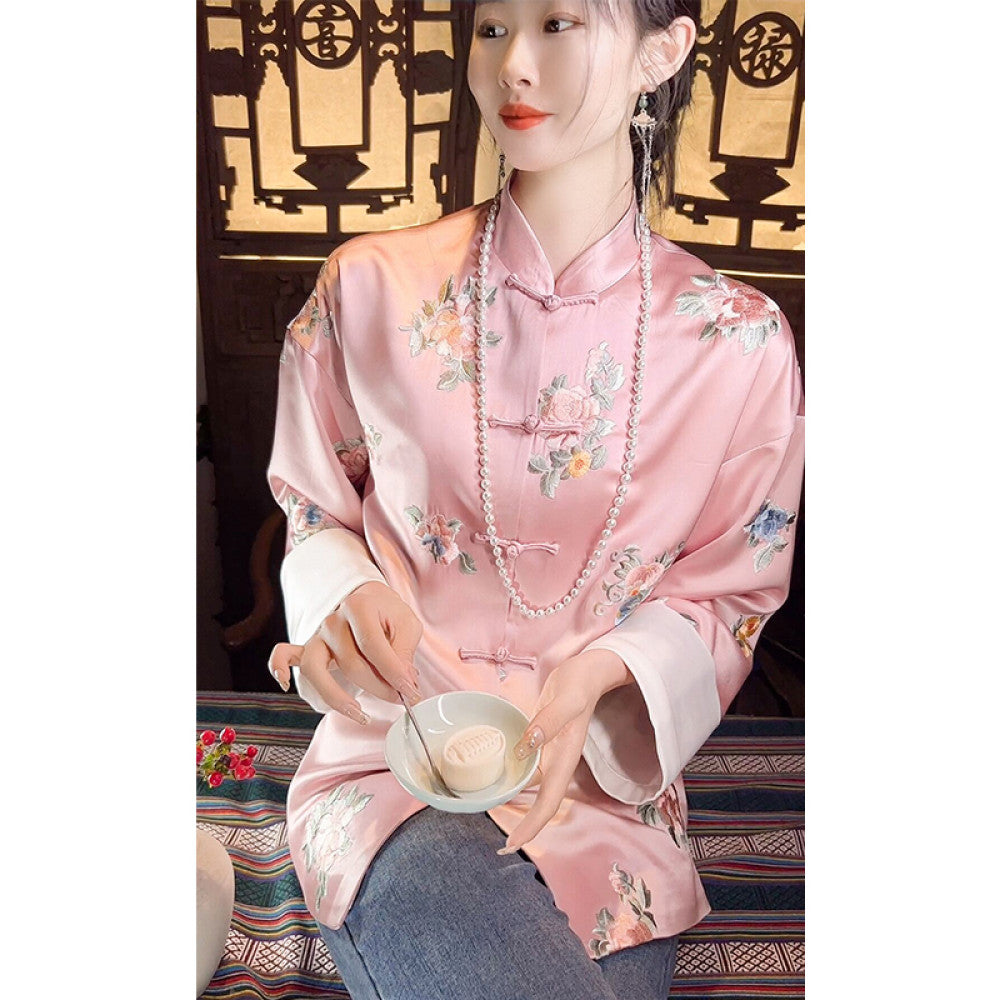 Gaoding embroidery new Chinese style women s clothing Chinese style jacket women s spring retro button small stand up collar vinegar top image 6