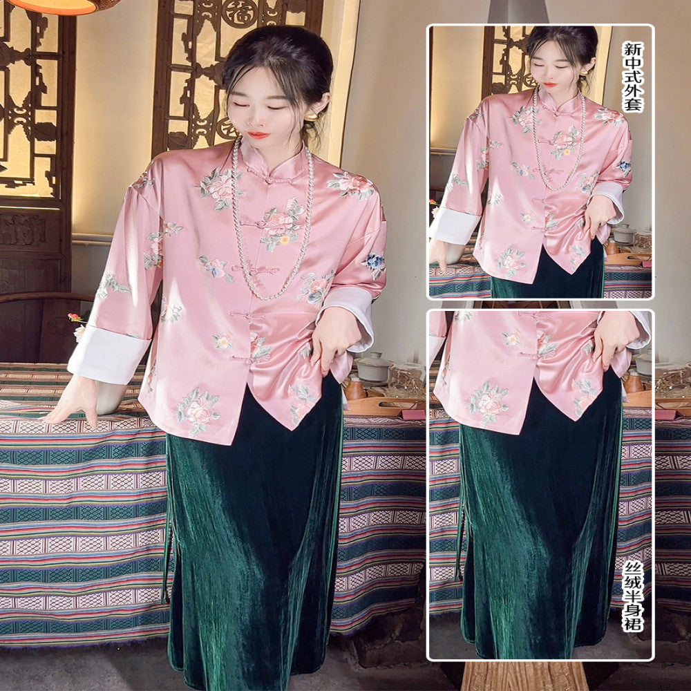Gaoding embroidery new Chinese style women s clothing Chinese style jacket women s spring retro button small stand up collar vinegar top image 27