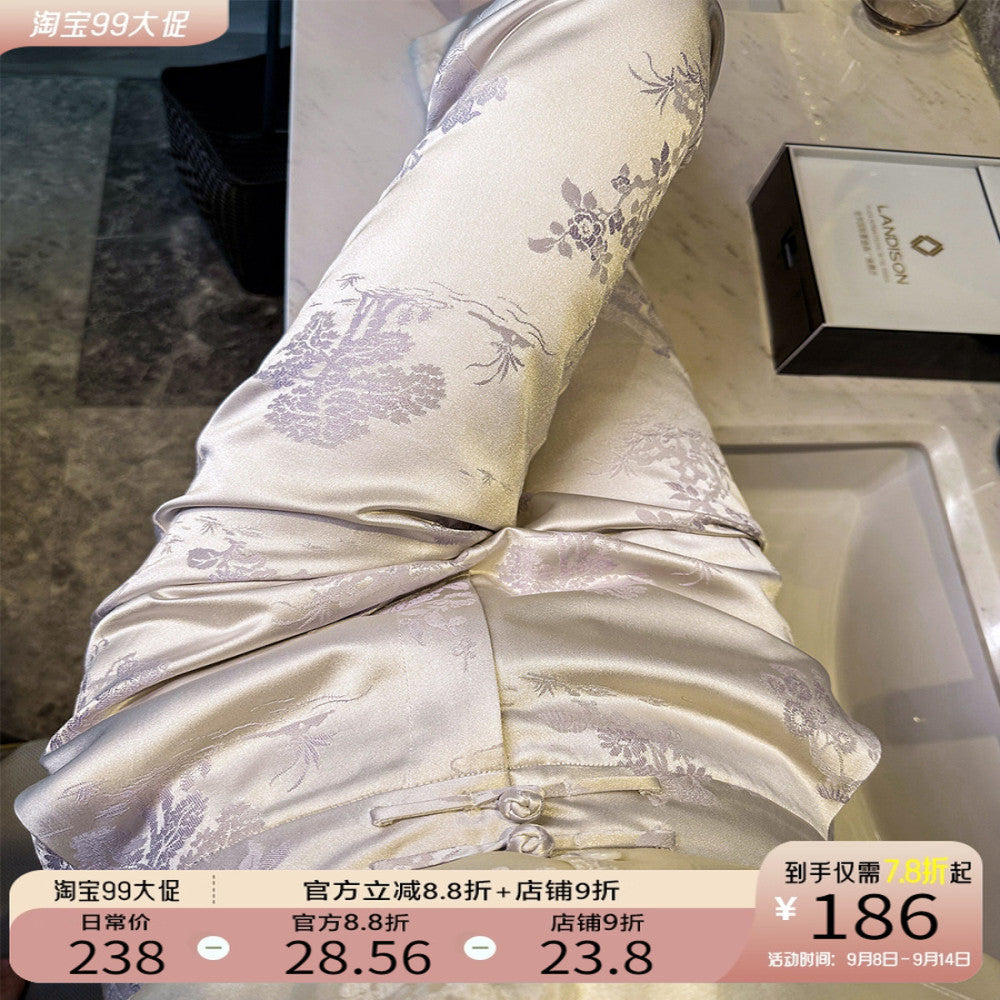 Ancient plant dyeing new Chinese style white small leg pants for women in early spring 2025 with a slim and flowing suit pants image 0