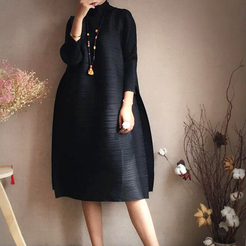 Tuke pleated accordion pleated dress 2025 new spring clothing temperament women s clothing loose A line large size to cover belly image 16