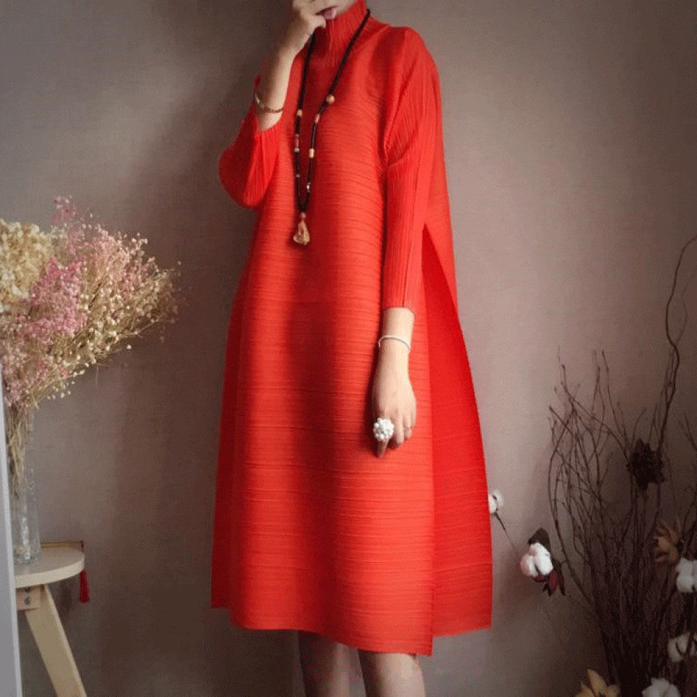 Tuke pleated accordion pleated dress 2025 new spring clothing temperament women s clothing loose A line large size to cover belly image 9
