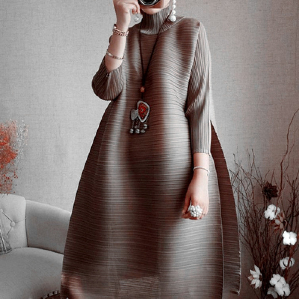 Tuke pleated accordion pleated dress 2025 new spring clothing temperament women s clothing loose A line large size to cover belly image 11