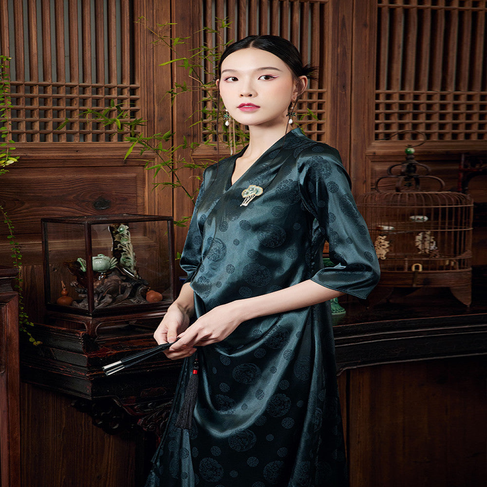 Mo Yu Ru Shi Summer Chinese style new original niche design Han element pleated lace dress image 1