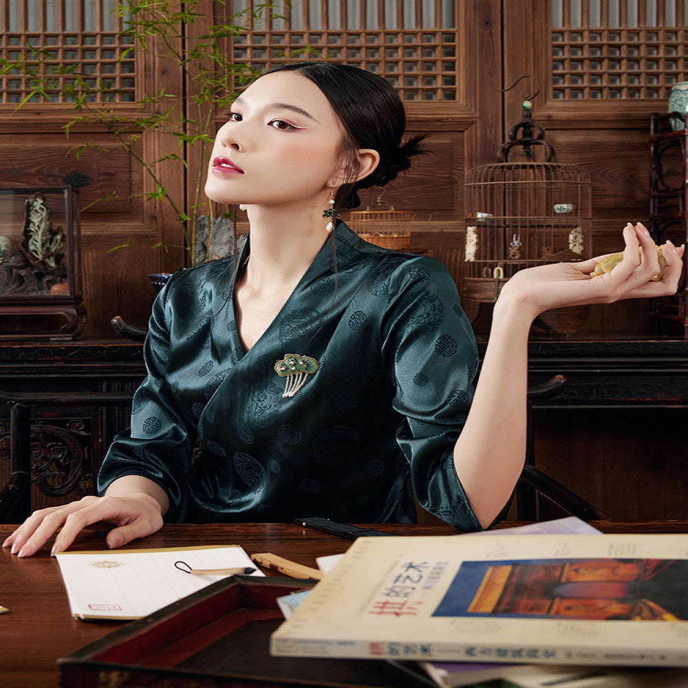 Mo Yu Ru Shi Summer Chinese style new original niche design Han element pleated lace dress image 2