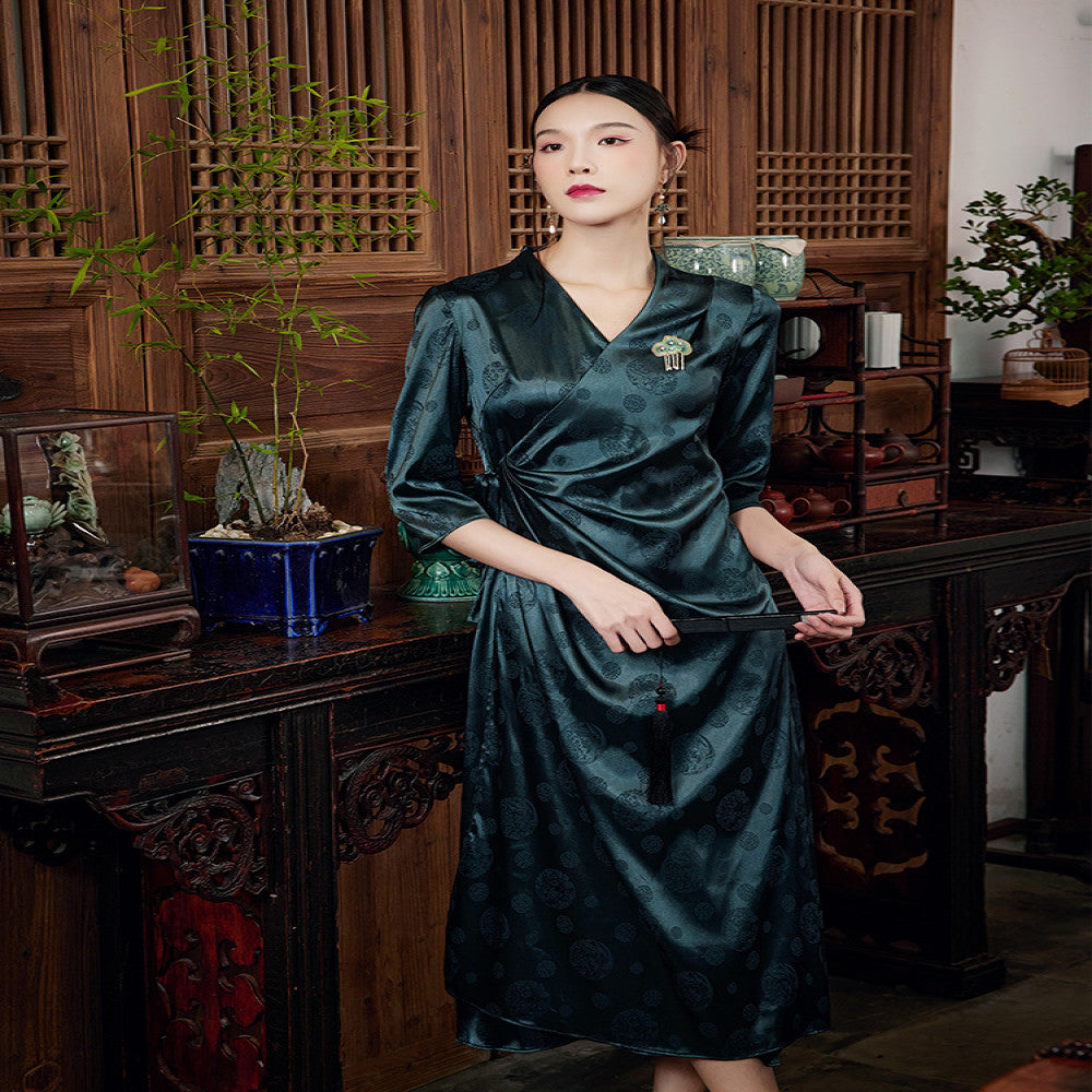 Mo Yu Ru Shi Summer Chinese style new original niche design Han element pleated lace dress image 5