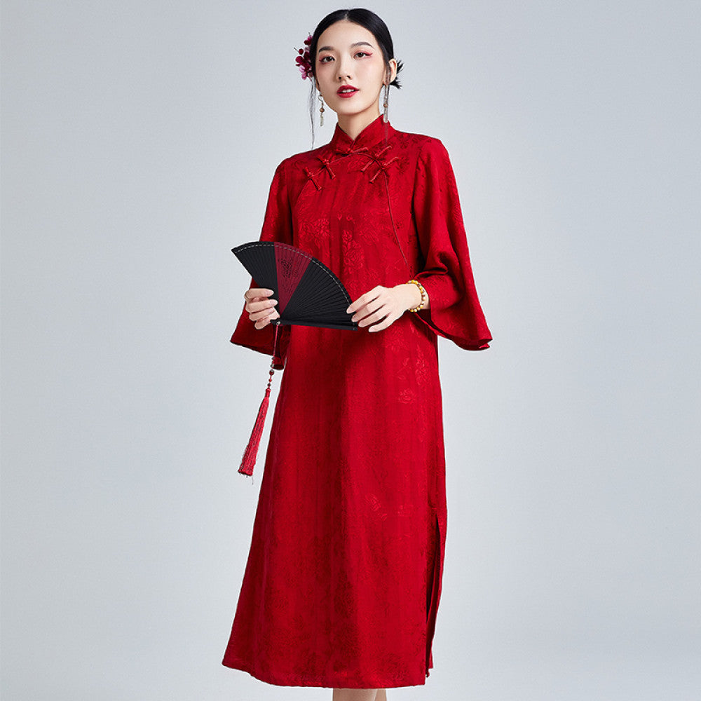 2024 New Retro socialite Style Jacquard Buckle Improved Cheongsam Wedding Dress Toast Dress Chinese Dress image 13