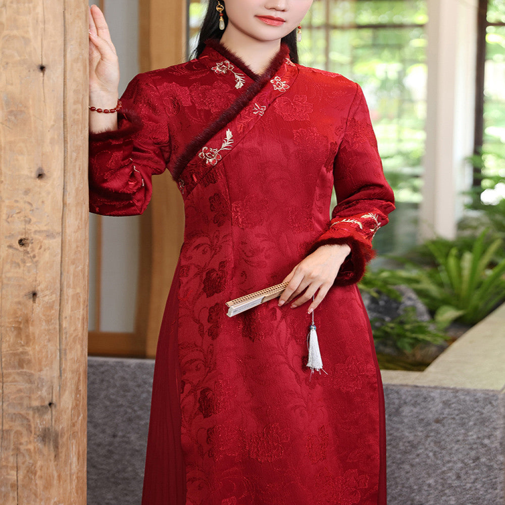 New Chinese Qipao 2025 New Mom Wedding Dress Red Hanfu Spring and Autumn Tang Dress Chinese Style Dress image 0