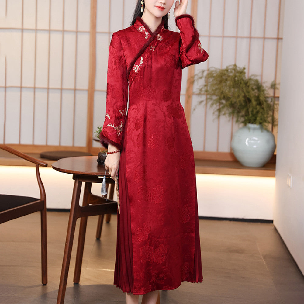 New Chinese Qipao 2025 New Mom Wedding Dress Red Hanfu Spring and Autumn Tang Dress Chinese Style Dress image 8