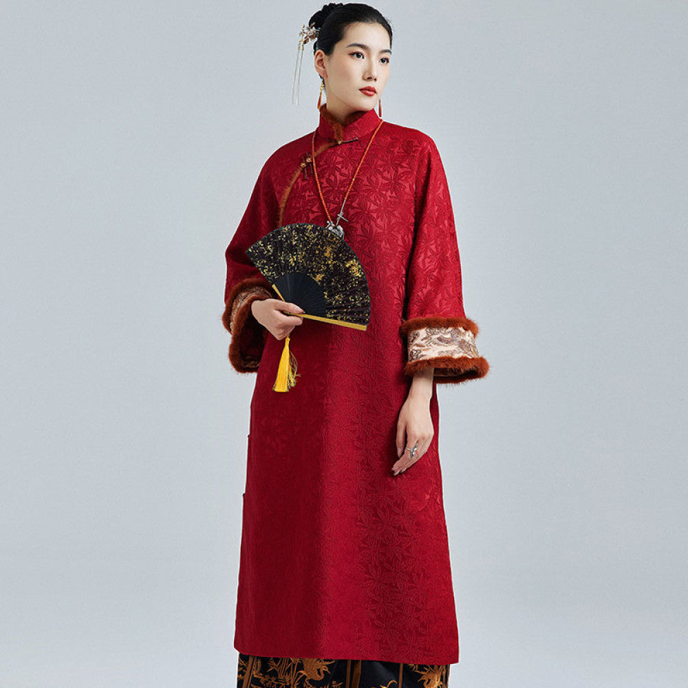 Moyu 2024 Winter New Year s Robe with Chinese Style mink fur embroidery plus size cheongsam new Chinese style dress image 6