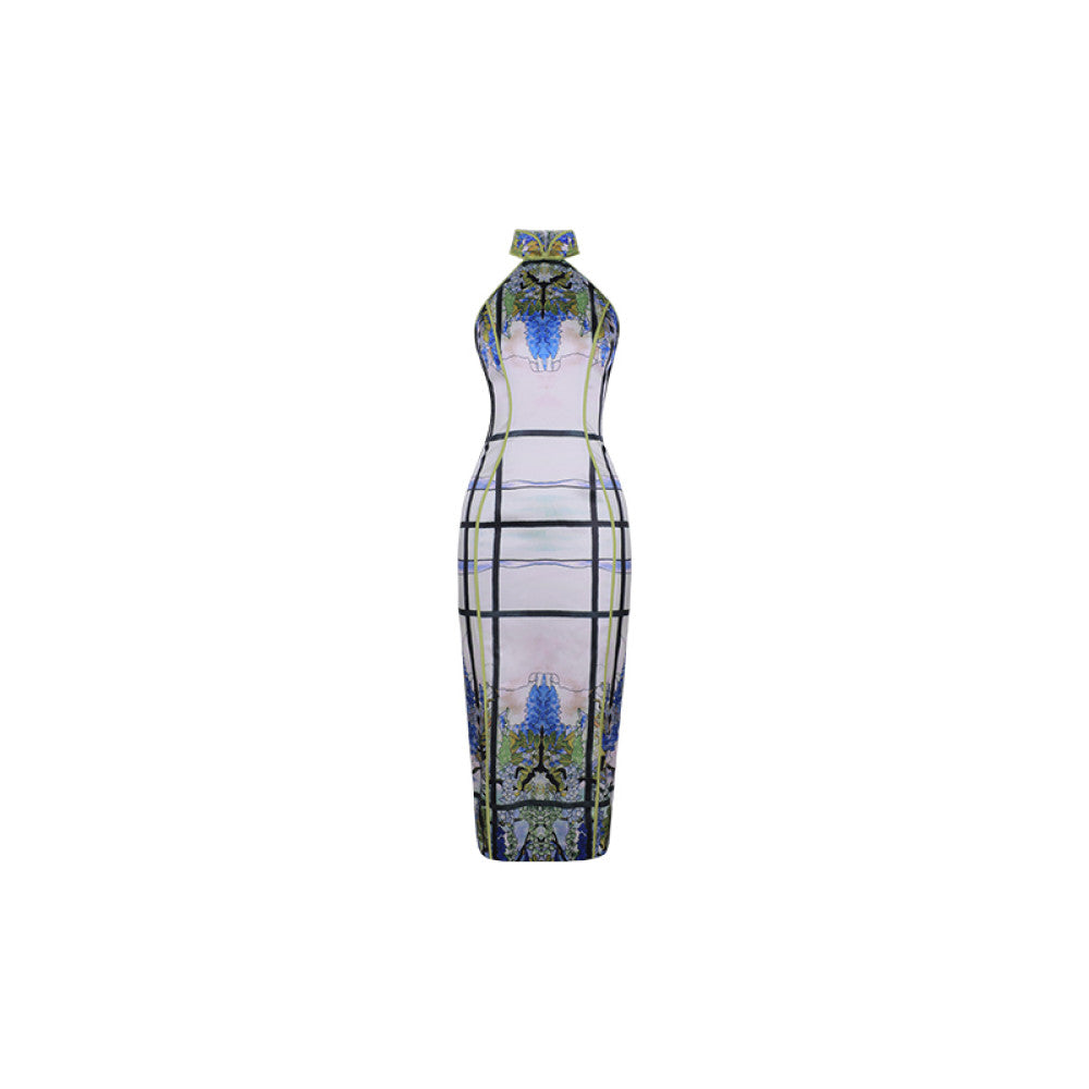 Xiaoli Wisteria Flower Window New Chinese Style Improved Cheongsam Dress Spring Chinese Style Design Waist Bag Hip Long Dress image 12