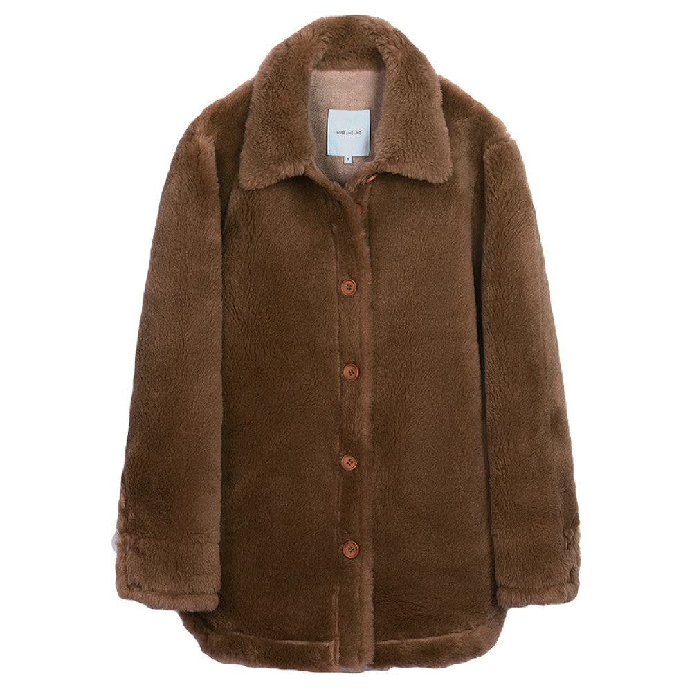 RoseLingLing Merino wool particle fleece fur integrated windproof and warm loose teddy coat jacket image 28